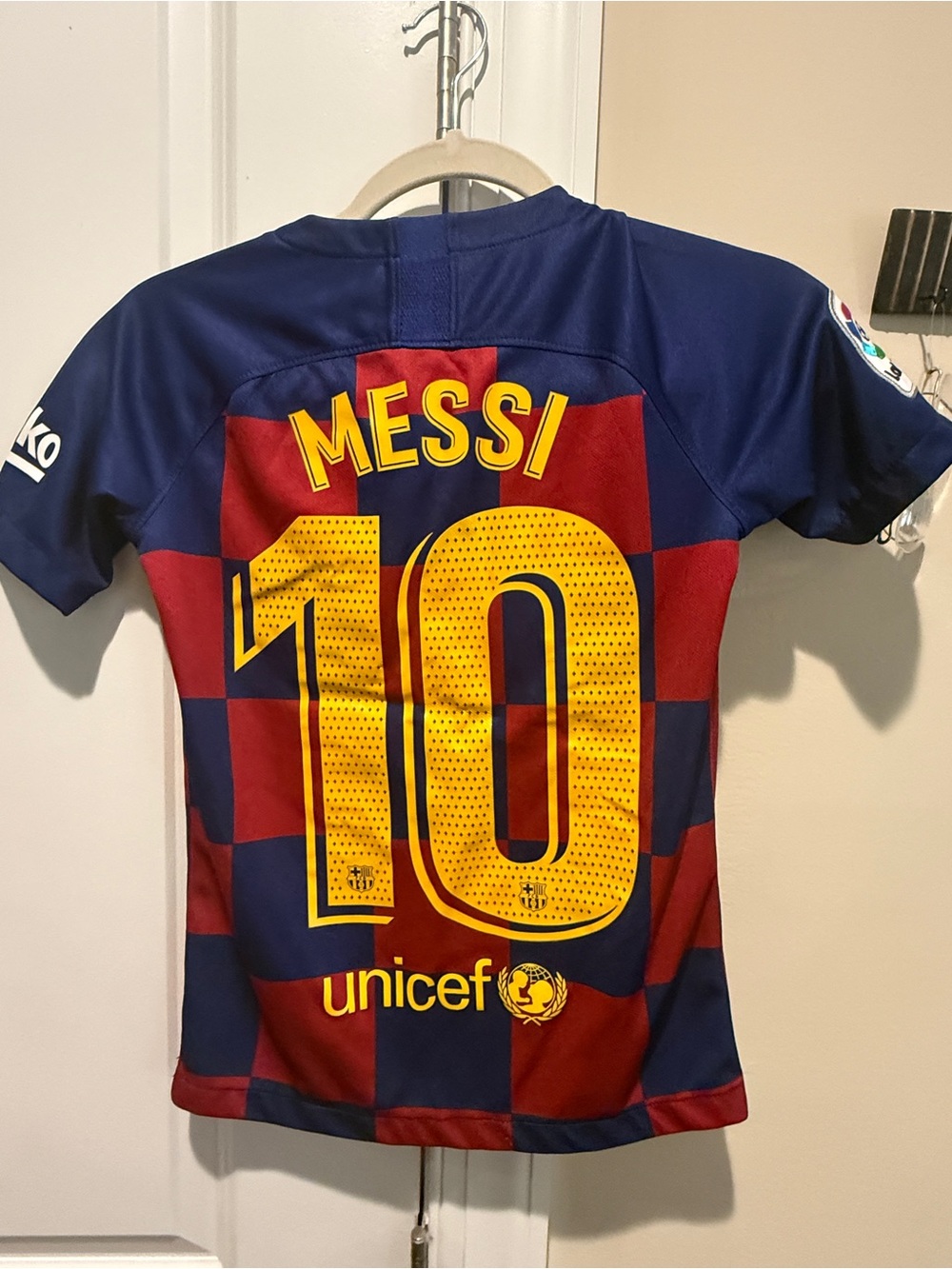 Nike Kids FC Barcelona Checkerboard Soccer Jersey - Red & Blue - Picture 5 of 8